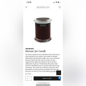 Archipelago Havana Jar Candle NWT
